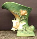 Very Fine 40's Roseville USA Art Pottery 184-6" Green Cornucopia Magnolia Vase