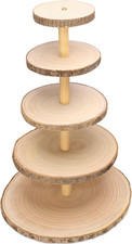 5 Tiered Rustic Wood Cupcake Stand, Detachable Large Slices round Cupcake Tower