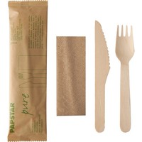 "Papstar Besteck-Set \"Pure\", Aus Birkenholz, 3-Teilig 1 Bis 40 Stk Spare Bis 62%"