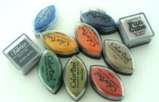 Lot 10 Pigment Ink Mini Stamp Pads Various Brands Colors - Open/Partially Used