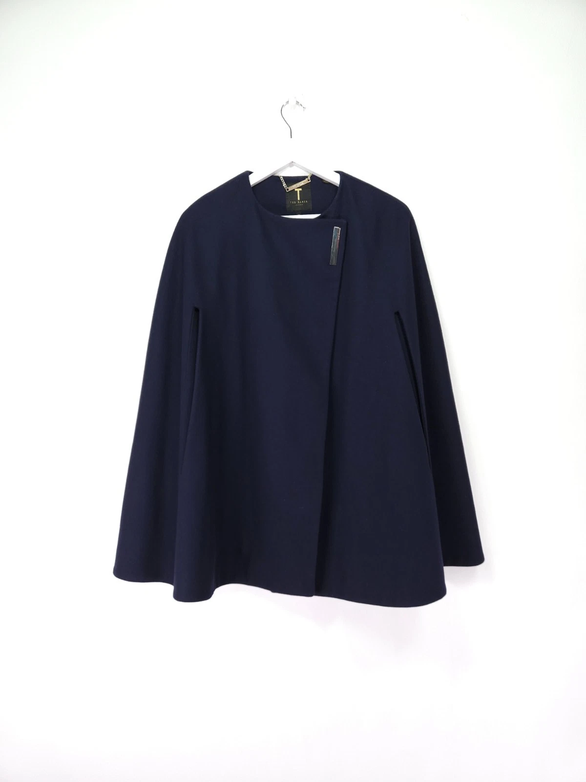 Ted Baker Vickiye Cape Medium Navy Blue Wool Cashmere Batwing Jacket Poncho