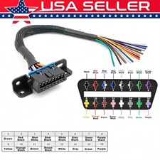 30cm 16pin Diagnostic Universal Obd2 Female Connector To Open Obd Cable Plug 
