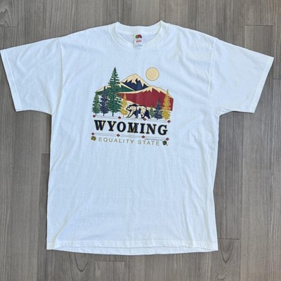 Wyoming Equality State Shirt Mens XL White Bear Mountain Graphic Tee Tourist