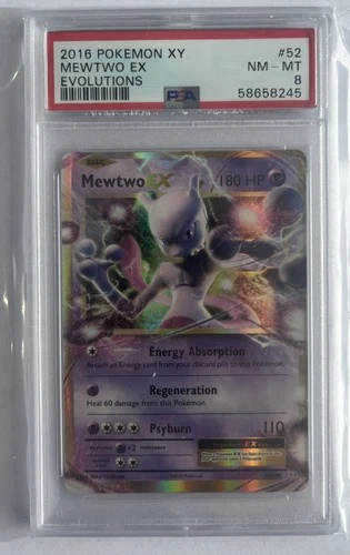 2016 Pokémon XY Evolutions Mewtwo EX 52/108 PSA 8 NM-MT