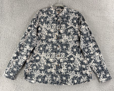 Quiksilver Edition Button-Up Shirt Mens Large Gray Floral Long Sleeve Vintage