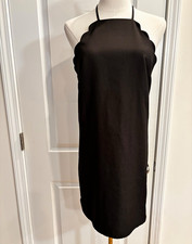 Lulus Women's Black Halter Sleeveless Shift Dress Short Scalloped Lined M