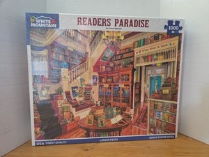 White Mountain 1000 Piece Puzzle Readers Paradise Sealed Bonus Poster 24×30 
