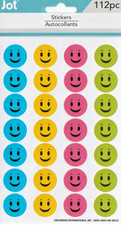  112 pc Smiley Face Stickers 4 Sheets 1 inch Classroom Scrapbooking Asst. Color