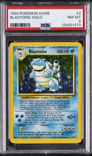 1999 POKEMON BASE SET UNLIMITED #2 BLASTOISE-HOLO PSA 8