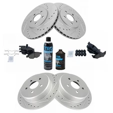 Front & Rear Brake Performance Rotor & Ceramic Pad Kit w/Fluids for Dodge