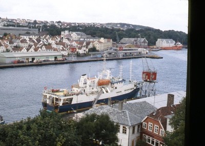 SL36 Slide 1960's Norway Harbor G.O. Sars Ship Research Vessel Port 050a