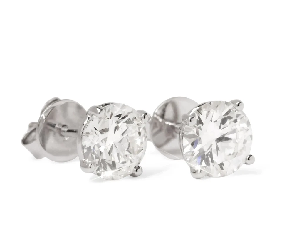 Solitaire Moissanite Studs Round Studs 925 Silver Earrings Women Earrings - Image 3 of 4