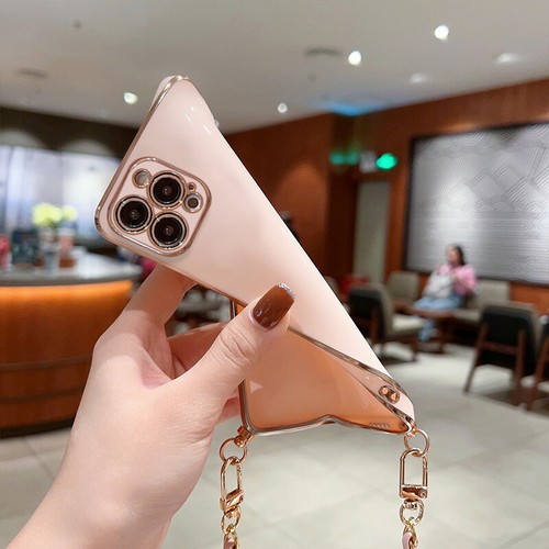 For iPhone 16e 16 15 14 Pro Max 13 12 11 X 8 Neck Lanyard Plating TPU Case Cover - Picture 5 of 19