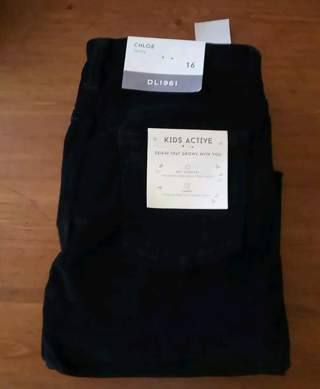 Chloe Skinny Active  Kids Active Limousine Black Jeans DL1961 Girls Size 16