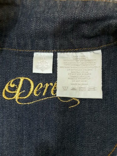 Dereon~Youth Size M-Blue Denim Zip-Up 3/4 Sleeve Embroidered Jacket. - Picture 9 of 9