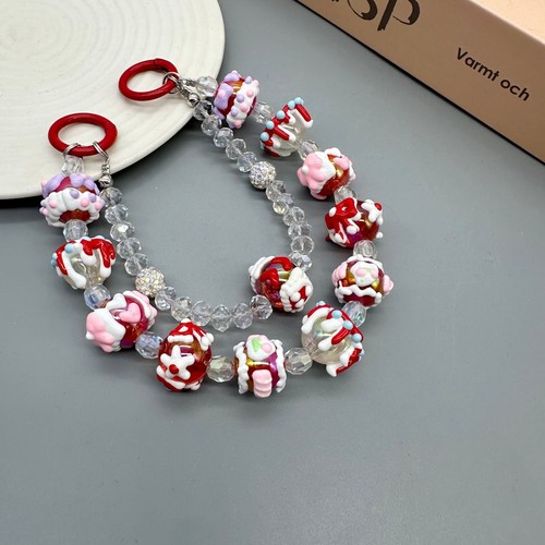 Cream Bag Pendant Keychain Beaded Phone Lanyard Cute Phone Charm Rope - Photo 16 sur 16