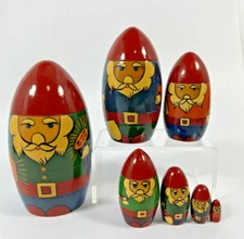 Vintage Wood Russian Matryoshka Nesting Dolls USSR Workers Soviet Era Set 7
