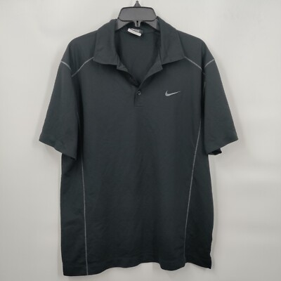 Nike Golf Dri-Fit Vintage Collar Neck Short Sleeve Polo Shirt Large Men  Black