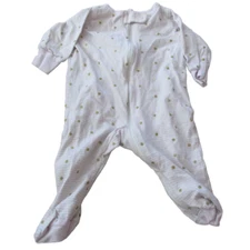 Gerber Zip Up Footed Sleeper Girls Size 0-3M Pink Striped Polka Dot Glitter