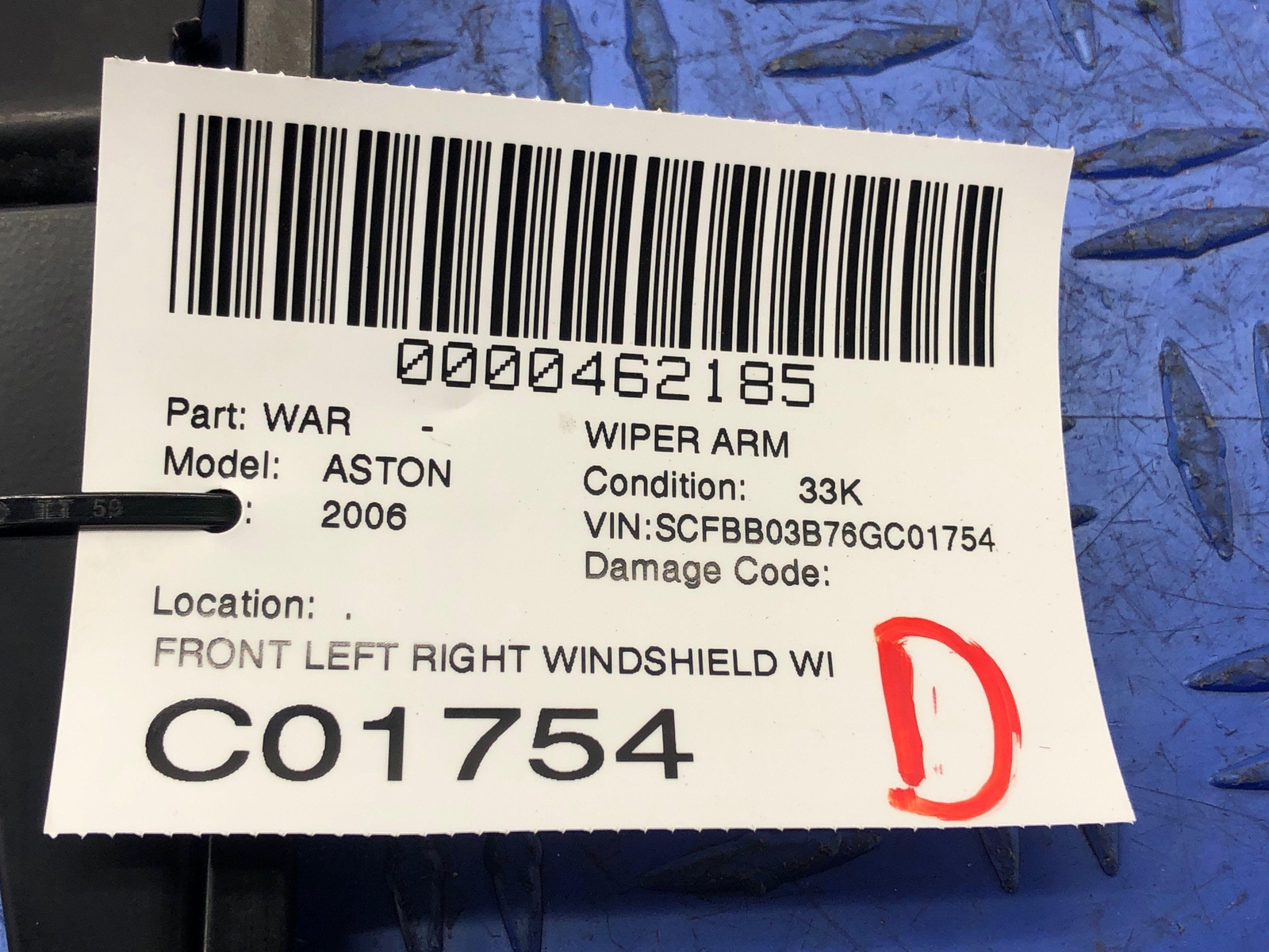 2006-2018 ASTON MARTIN VANTAGE V8 FRONT LEFT RIGHT WINDSHIELD WIPER ARM SET OEM