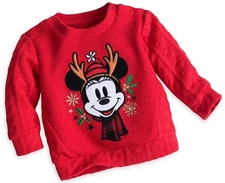NWT Disney Store Mickey Mouse Christmas Sweatshirt 0-3 mos Disney Baby Unisex