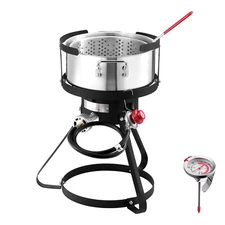 Outdoor Propane Deep Fryer w/ 10Qt Fryer Pot Strainer Basket Aluminum Pot