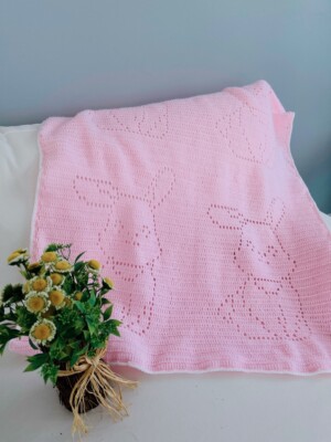 Rabbit baby blanket Crochet pattern, 36 X 46 inches,Color Printing, Easy to Work