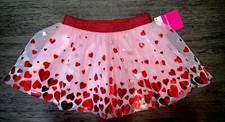 Toddler Girls Red  Pink Heart Tulle Tutu Valentines Day Skirt 2T Or 3T NWT