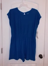 Extremely Me Women's Size 2X One-Piece Blue Shorts Jumper Romper