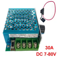 DC 7-70V 30A PWM Brush Motor Speed Controller Governor Dimmer 12V 24V 30Amp Fuse