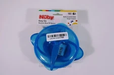 Nuby Easy Go Suction Bowl with Spoon and Lid, Baby Toddler Feeding Blue BPA Free