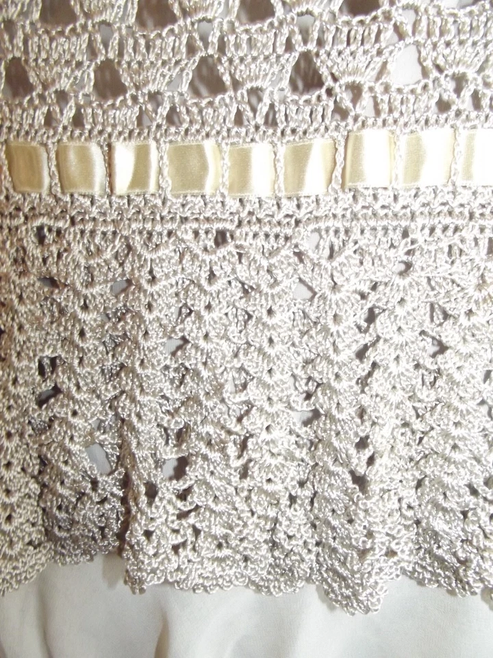 KAREN MILLEN ❤️Size 1 UK 8-10 MOCHA CROCHET FLAPPER 20's GATSBY DRESS - Image 4 of 4