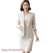 Women Casual Office Blazer coat Business Uniform Dress Suit Work 2 Piece Set