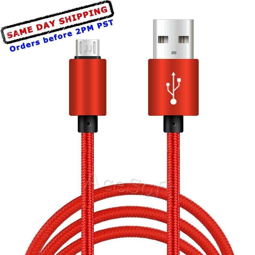 High Security Braided Micro USB 2-in-1 Charging Sync Cable 3ft for Phones