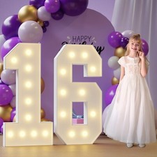 4FT Marquee Numbers 16 Light Up Number, 16th-Birthday Decorations Marquee Num...