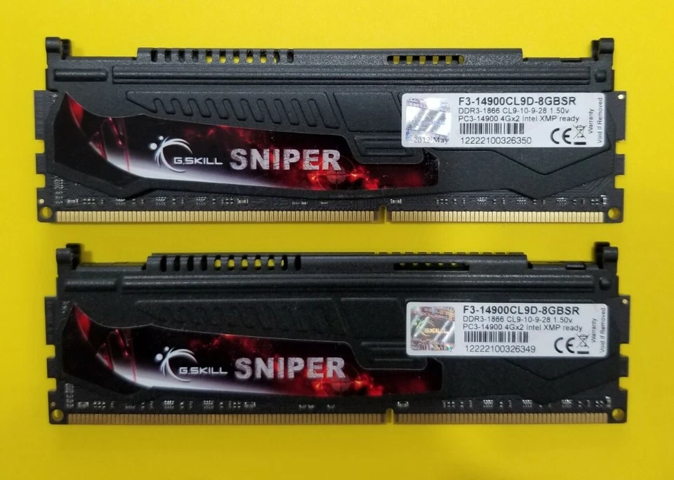 G. Skill Sniper 8GB (2 x 4GB) PC3-14900 DDR3-1866 Memory F3-14900CL9D-8GBSR Kit - Image 2 of 3