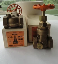 2 Vtg Mint Box Wolverine Brass Works MI 1" Bronze Thread Gate Valve Drain 50345