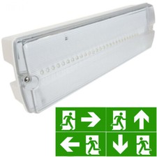 3W Emergency Fire Exit Escape IP65 Bulkhead Light 3hr Battery M3 NM3 Overdoor 