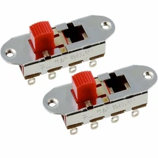 NEW (2) Switchcraft® On-Off-On Slide Switch for Fender Mustang® - Red Knob