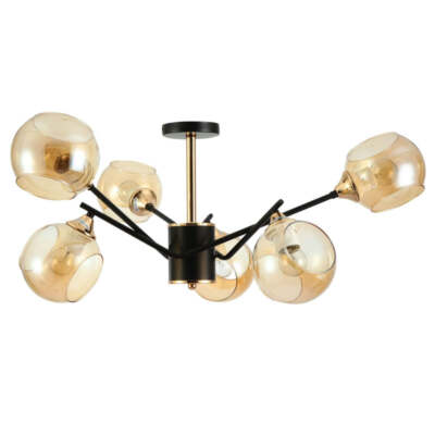 Bernstein ausgeschnitten Globe Glas schwarz gold metall Sputnik halb bündige Decke TEKLED