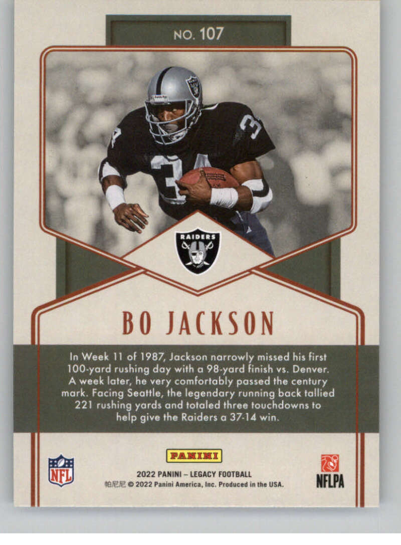 BO JACKSON 2022 Panini Legacy #107 NFL LA Raiders Legend ID:37482 - Main Image