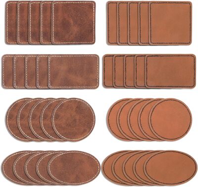 40 PCS Leather Patches for Hats, Blank Leather Hat Patches with Adhesive, Las...