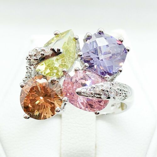 Anillo R4738 Mujer Moda Joyería Blanco Amarillo Enchapado Cristal Cóctel Cóctel Circonio Circal - Imagen 2 de 8