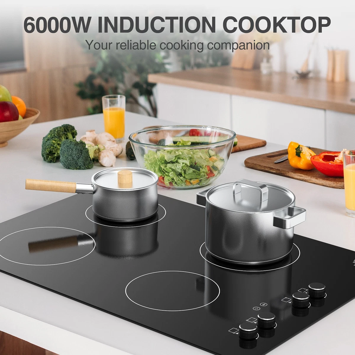 Induction Cooktop Built In 4 Burner Induction Cooker Electric Cooktop Knob 220V