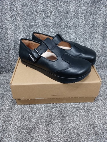 ๐ New Kalso Earth Shoe Faroe Lotus Women 9.5 / 40.5 Black Leather VTG Mary Jane - Picture 2 of 14