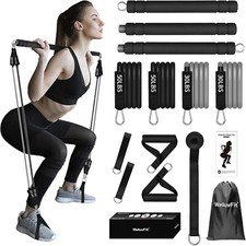 Pilates Bar Kit with Resistance Band, Yoga Pilates Bar, Portable Home Gym Pilate