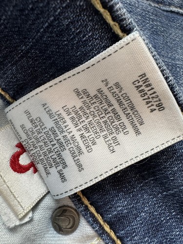 True Religion Ricky Mens Relaxed Straight Dark Wash Denim Jean Mid Rise Size 34 - Imagen 4 de 7