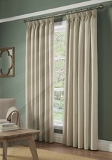 Image of One Pair Of Plain 100% BLACKOUT Thermal Unlined Taped Top Pencil Pleat Curtains