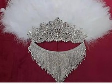 Fan feather Brides Ostrich fan Wedding Hand fan Crystals