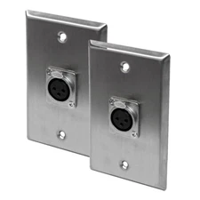 Pair of Stainless Steel Wall Plates - One XLR Female Connector Single Gang